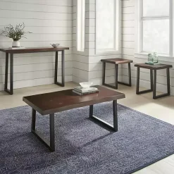 Kirklands Home Cherry Live Edge Wood Coffee Table Black Outlet