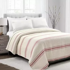 Kirklands Home Cherry Red Pick Stitch Stripe Queen Quilt Best