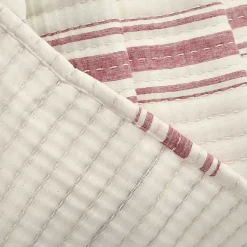 Kirklands Home Cherry Red Pick Stitch Stripe Queen Quilt Best