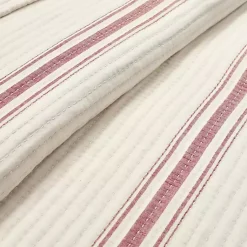 Kirklands Home Cherry Red Pick Stitch Stripe Queen Quilt Best