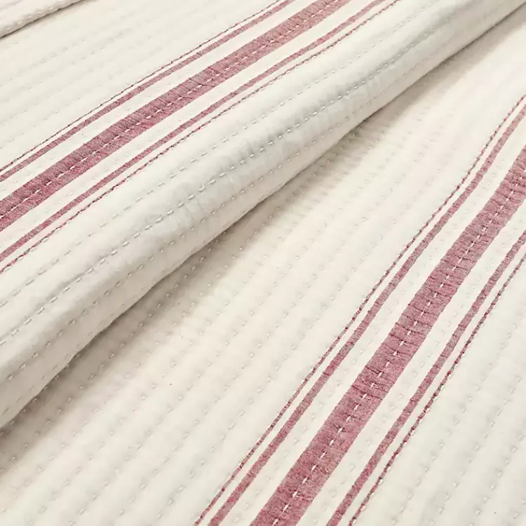 Kirklands Home Cherry Red Pick Stitch Stripe Queen Quilt Best