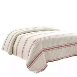 Kirklands Home Cherry Red Pick Stitch Stripe Queen Quilt Best