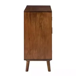 Kirklands Home Cherry Wood Frame Rattan Front Cabinet Brown New