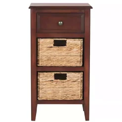 Kirklands Home Cherry Wood Woven Baskets Everly Accent Table Red Online