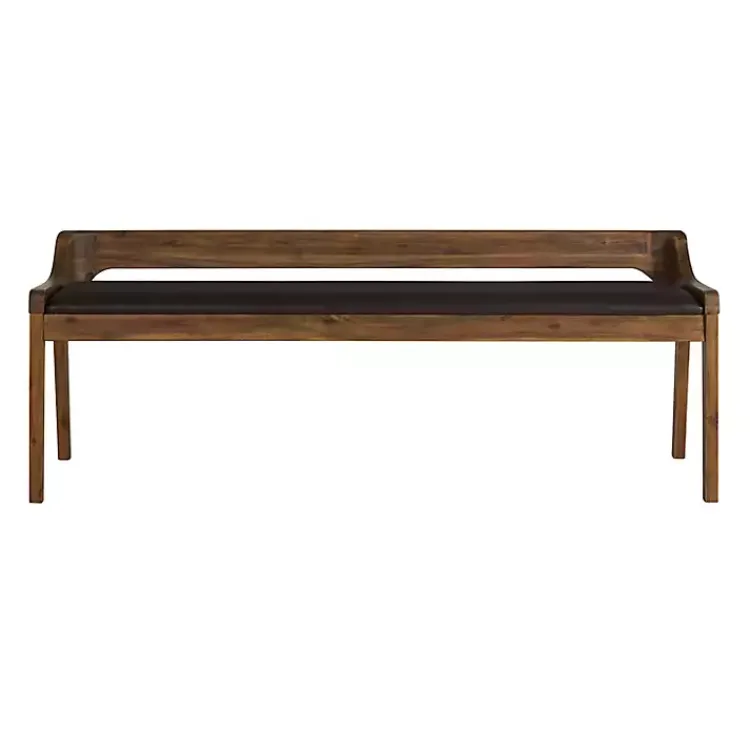 Kirklands Home Chestnut Acacia Wood Cushioned Bench Brown Hot