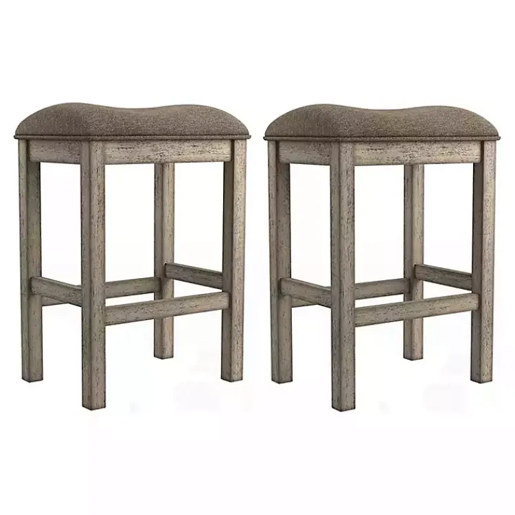 Kirklands Home Chestnut Wood Upholstered Counter Stools, Set of 2 Brown Outlet