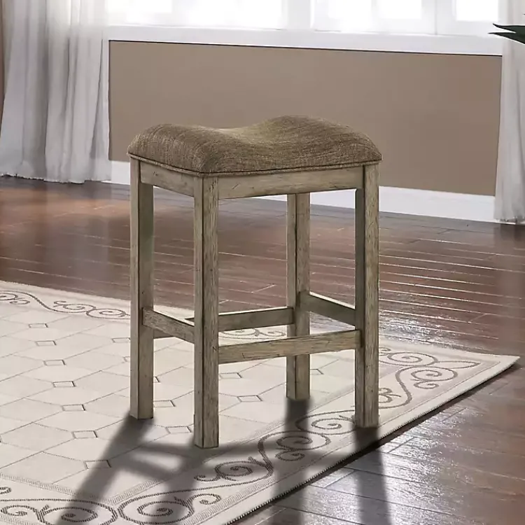 Kirklands Home Chestnut Wood Upholstered Counter Stools, Set of 2 Brown Outlet
