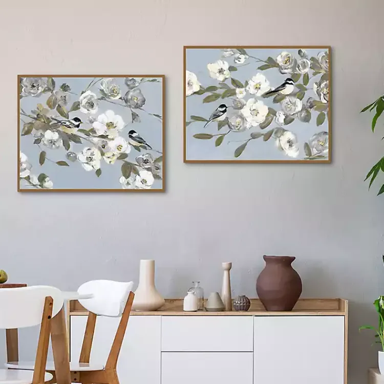 Kirklands Home Chickadee Blossoms Framed Canvas Prints, Set of 2 Outlet