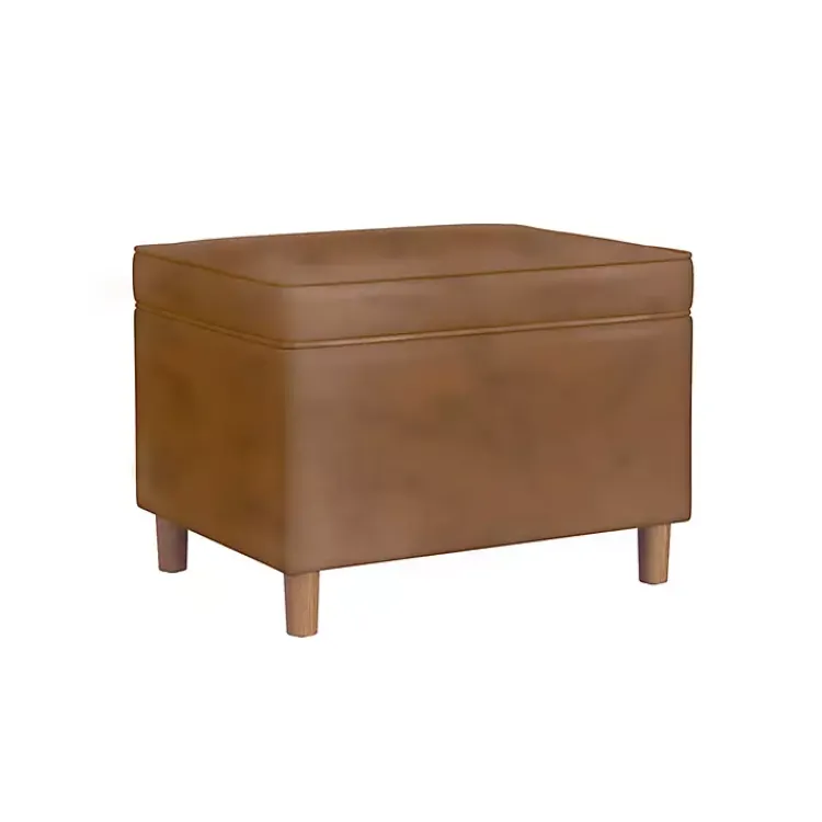 Kirklands Home Chocolate Faux Leather Storage Ottoman Brown