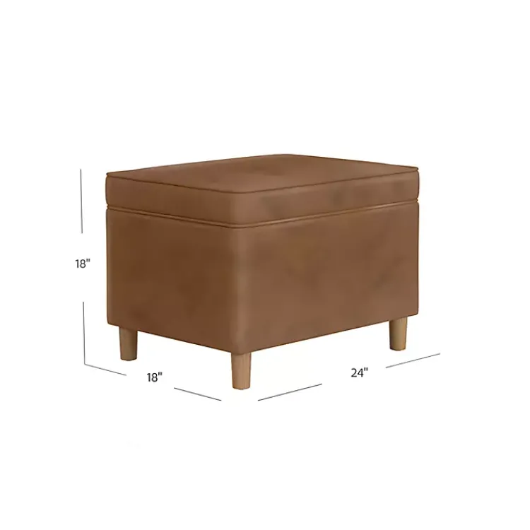 Kirklands Home Chocolate Faux Leather Storage Ottoman Brown