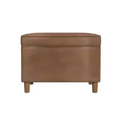 Kirklands Home Chocolate Faux Leather Storage Ottoman Brown