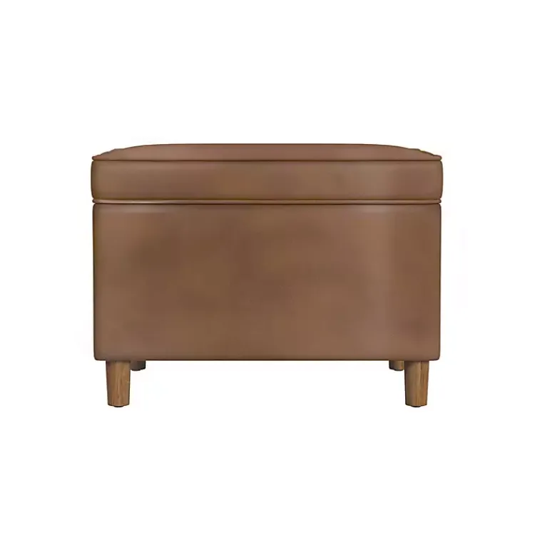 Kirklands Home Chocolate Faux Leather Storage Ottoman Brown