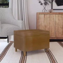 Kirklands Home Chocolate Faux Leather Storage Ottoman Brown