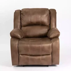 Kirklands Home Chocolate Faux Leather Barrett Recliner Brown Hot