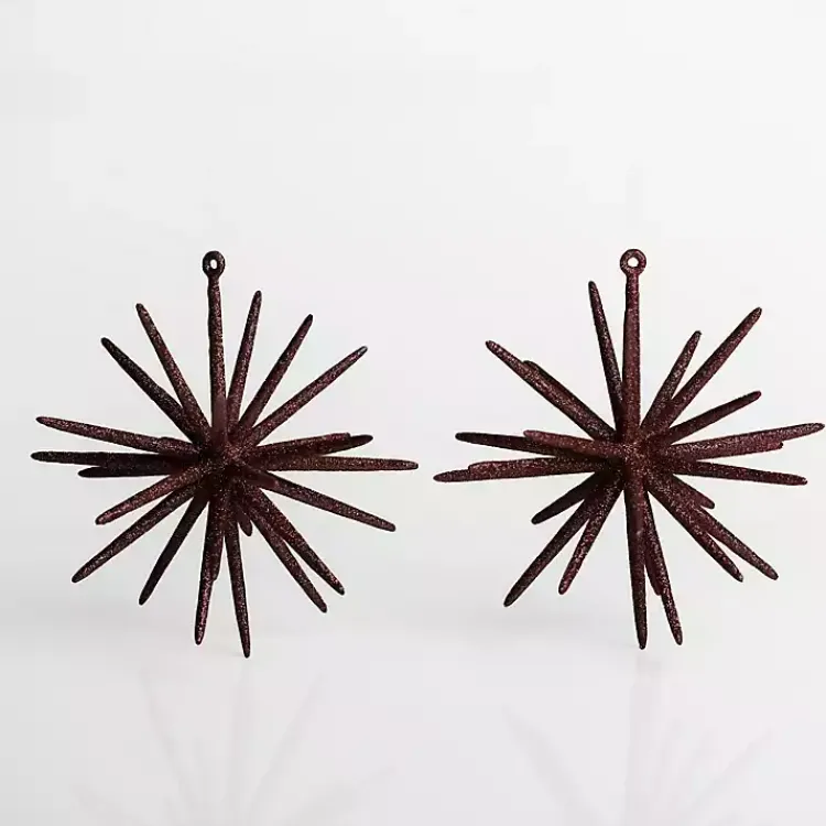 Christmas Ornaments>Kirklands Home Chocolate Glitter Sputnik Ornaments, Set of 2 Brown