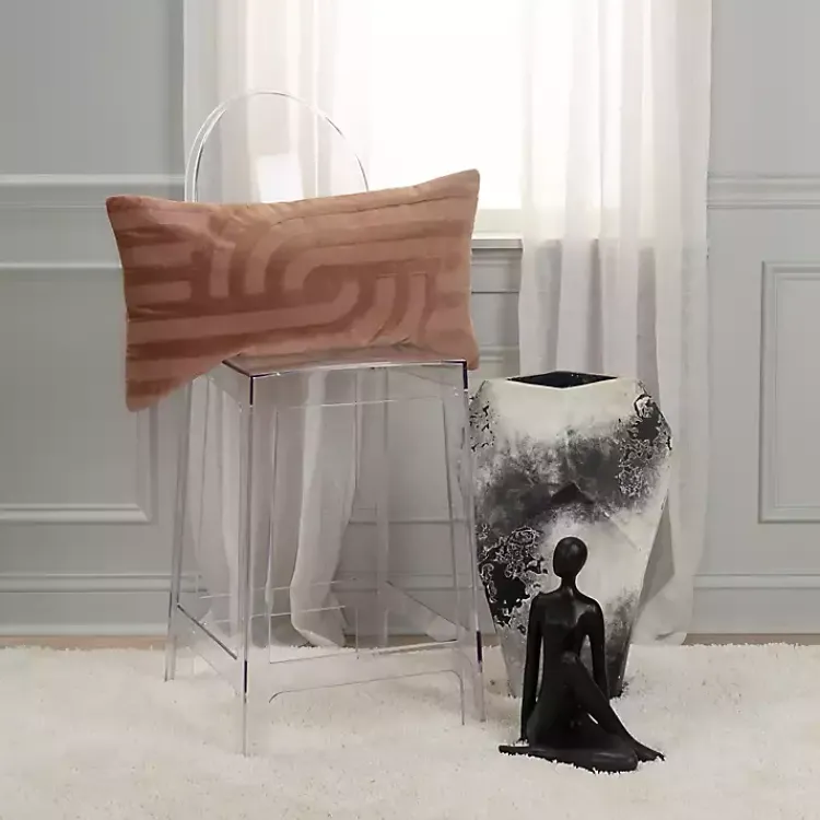 Pillows>Kirklands Home Chocolate Velvet Abstract Stripe Lumbar Pillow Brown