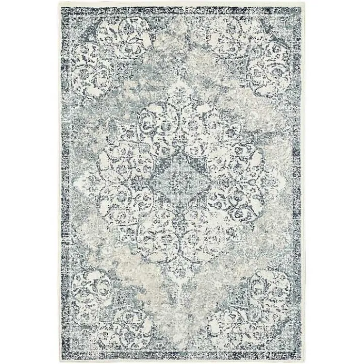 Kirklands Home Cholet Ivory Blue Medallion Accent Rug, 2x3 New