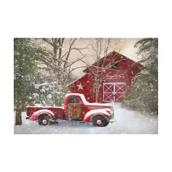 Christmas Art & Wall Decor>Kirklands Home Christmas Barn & Truck Canvas Art Print, 36x24 in.