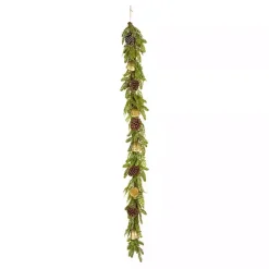Christmas Arrangements & Garland>Kirklands Home Christmas Bells Pine Garland with Pinecones, 6 ft.