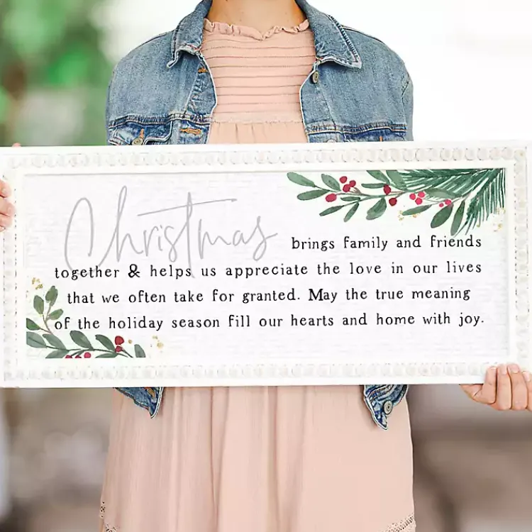 Christmas Art & Wall Decor>Kirklands Home Christmas Brings Family & Friends Wall Plaque White