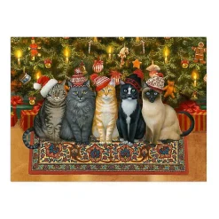 Christmas Art & Wall Decor>Kirklands Home Christmas Cats in Knit Caps Canvas Art Print