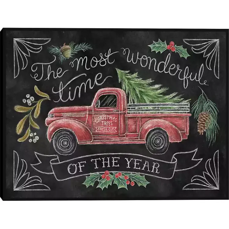 Christmas Art & Wall Decor>Kirklands Home Christmas Chalkboard Truck Framed Canvas Art Print