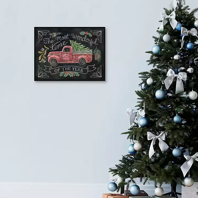 Christmas Art & Wall Decor>Kirklands Home Christmas Chalkboard Truck Framed Canvas Art Print