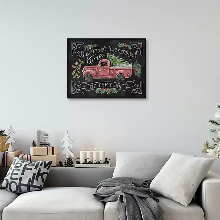 Christmas Art & Wall Decor>Kirklands Home Christmas Chalkboard Truck Framed Canvas Art Print