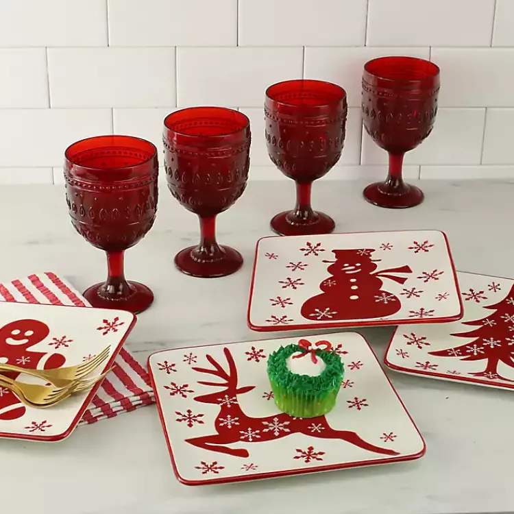 Kirklands Home Christmas Character Salad Plates, Set of 4