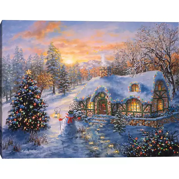 Christmas Art & Wall Decor>Kirklands Home Christmas Cottage Canvas Art Print Multi