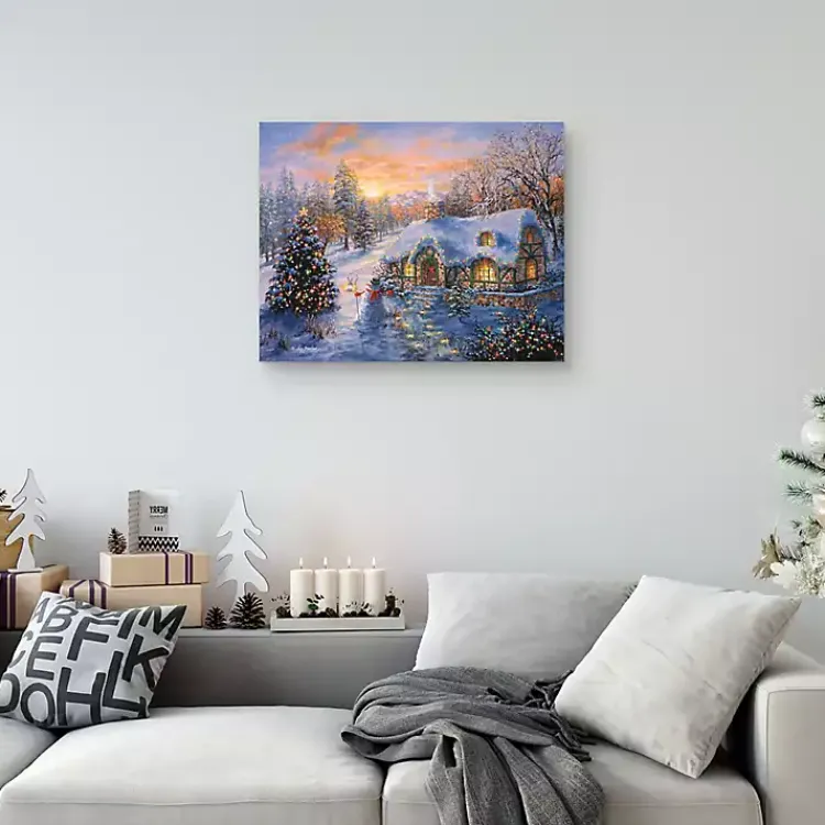 Christmas Art & Wall Decor>Kirklands Home Christmas Cottage Canvas Art Print Multi