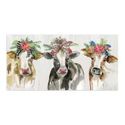 Christmas Art & Wall Decor>Kirklands Home Christmas Cow Lineup Canvas Art Print