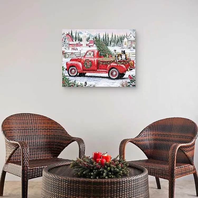 Christmas Art & Wall Decor>Kirklands Home Christmas Dogs & Vintage Truck Canvas Art Print