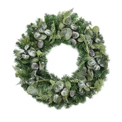 Wreaths>Kirklands Home Christmas Eucalyptus Pine Mix Pre-Lit Wreath Green