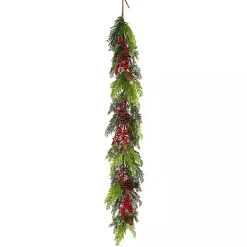Christmas Arrangements & Garland>Kirklands Home Christmas Joy Garland with Red Berries, 5 ft.