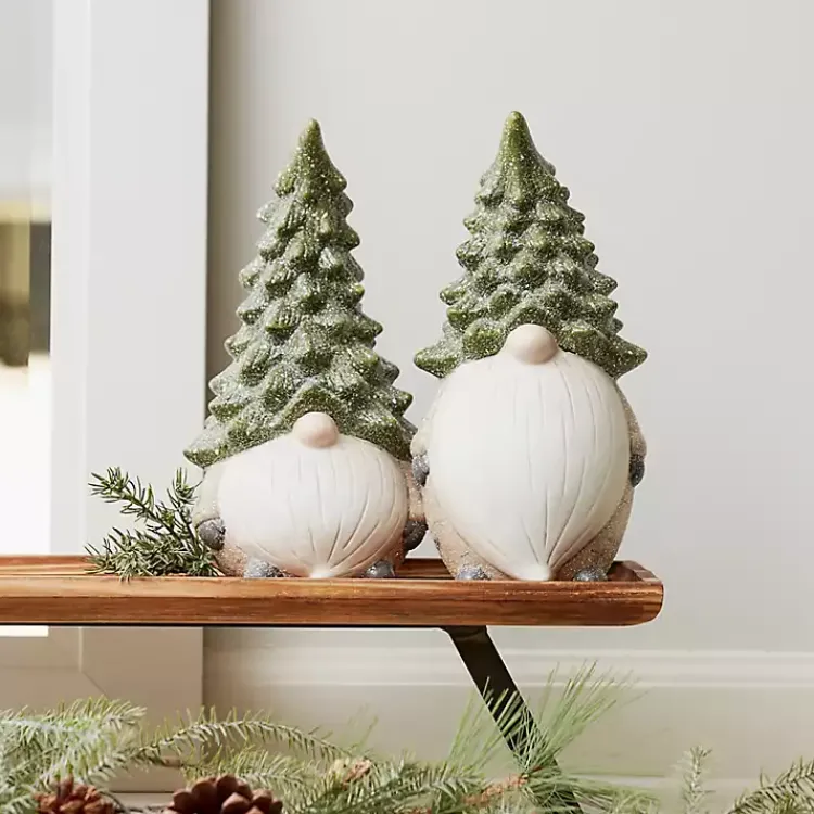 Christmas Decorations>Kirklands Home Christmas Pinetree Gnome Figurines, Set of 2