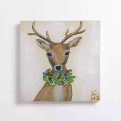 Christmas Art & Wall Decor>Kirklands Home Christmas Reindeer Embellished Canvas Art Print
