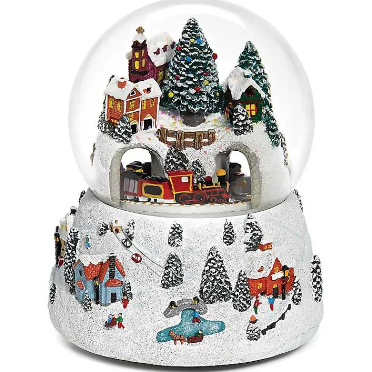 Christmas Decorations>Kirklands Home Christmas Rotating Train Musical Glitter Dome