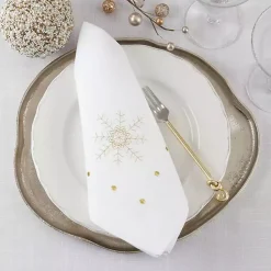 Kirklands Home Christmas Snowflake Embroidered 4-pc. Napkin Set White New