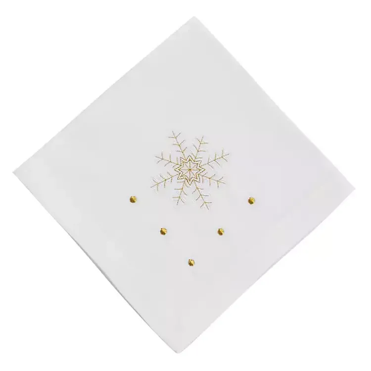 Kirklands Home Christmas Snowflake Embroidered 4-pc. Napkin Set White New