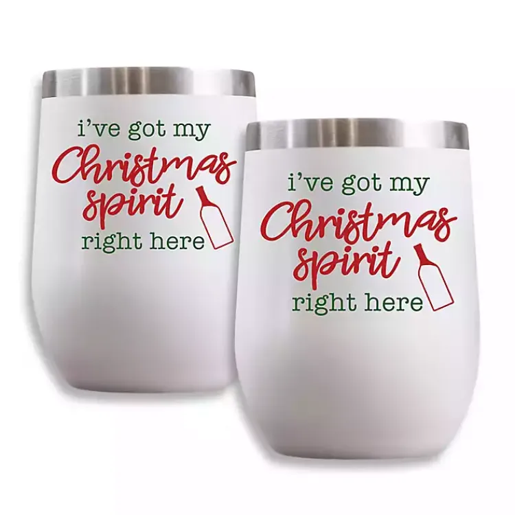 Christmas Dining & Entertaining>Kirklands Home Christmas Spirit Insulated Wine Tumblers, Set of 2 White
