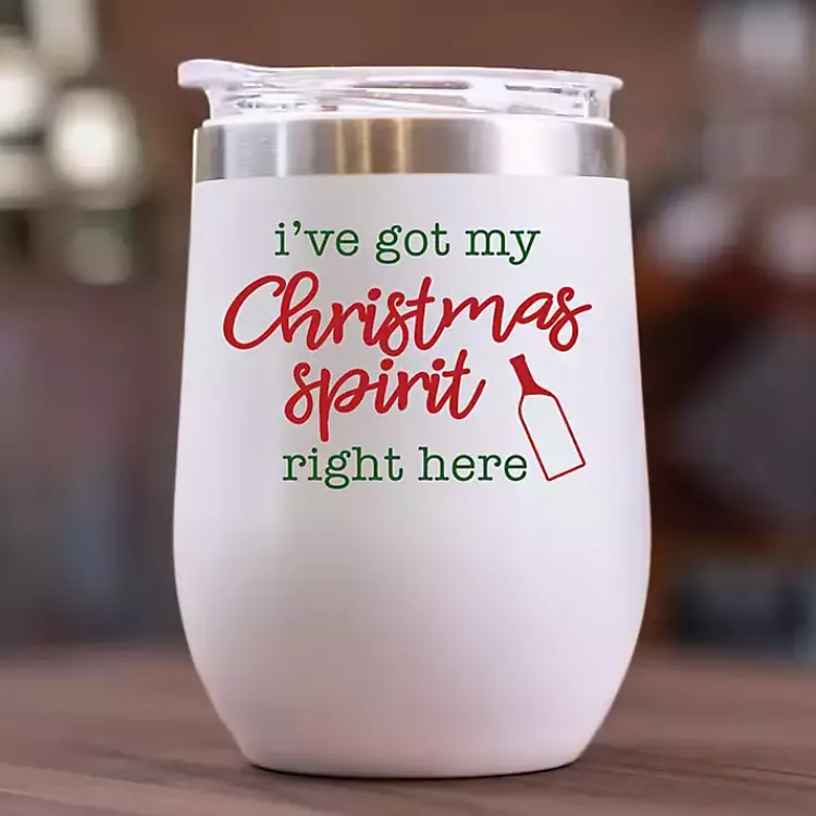 Christmas Dining & Entertaining>Kirklands Home Christmas Spirit Insulated Wine Tumblers, Set of 2 White