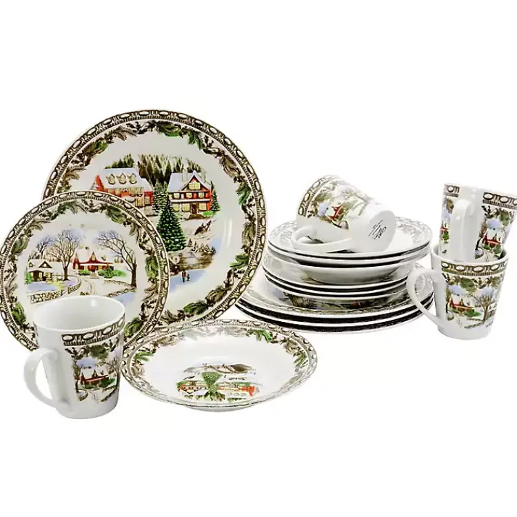 Christmas Dining & Entertaining>Kirklands Home Christmas Toile 16-pc. Dinnerware Set