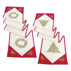 Christmas Dining & Entertaining>Kirklands Home Christmas Tree and Wreath Table Runners, Set of 2