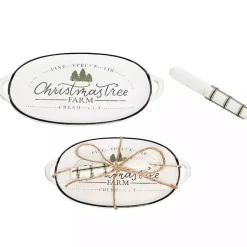 Kirklands Home Christmas Tree Farm Serving Platter with Spreader Discount