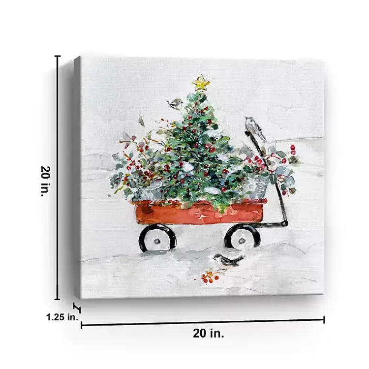 Christmas Art & Wall Decor>Kirklands Home Christmas Tree in Red Wagon Canvas Art Print