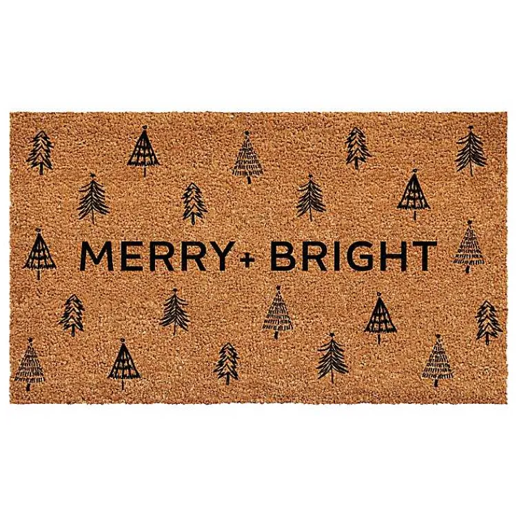 Outdoor Christmas Decorations>Kirklands Home Christmas Tree Merry + Bright Coir Doormat