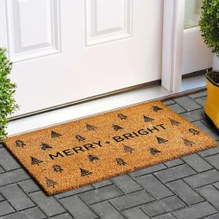 Outdoor Christmas Decorations>Kirklands Home Christmas Tree Merry + Bright Coir Doormat