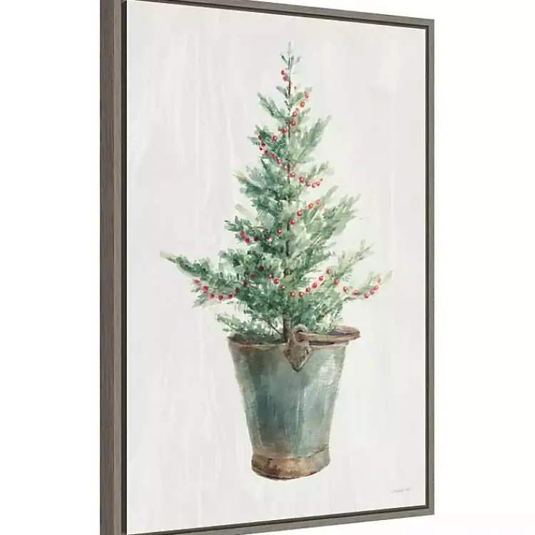 Christmas Art & Wall Decor>Kirklands Home Christmas Tree Metal Pail Framed Canvas Art Print