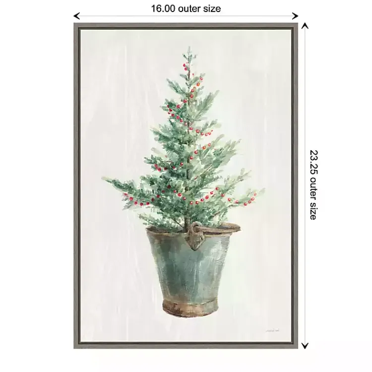 Christmas Art & Wall Decor>Kirklands Home Christmas Tree Metal Pail Framed Canvas Art Print